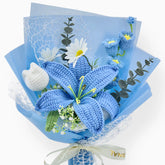 YSHomy Crochet Big Lily Flower Bouquet-Blue